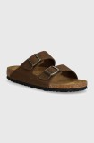 Birkenstock papuci din piele Arizona femei, culoarea maro, 1028264