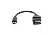 Cablu adaptor OTG USB 2.0 A mama - mini USB tata, 0.15m, negru, Well