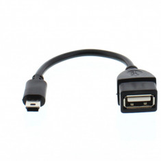 Cablu adaptor OTG USB 2.0 A mama - mini USB tata, 0.15m, negru, Well