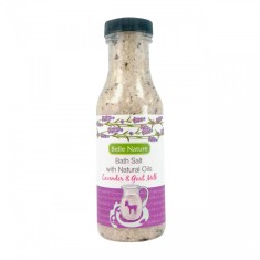 Sare de baie cu uleiuri naturale, lavanda si lapte de capra 380g BELLE NATURE