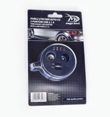 Incarcator Auto Mega Drive Forma Pahar 2/2 Porturi Usb/Bricheta 3.1A 98516 foto