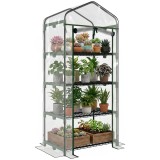 Outsunny Sera pentru Balcon Compacta cu 4 Rafturi pentru Plante, Sera pentru Gradina cu Acoperis din PVC Transparent, 70x50x160cm | Aosom Romania