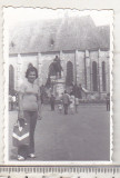 Bnk foto - Cluj - catedrala Sf Mihail si statuia Matei Corvin, Alb-Negru, Romania de la 1950, Cladiri