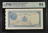 5000 lei august 1945 PMG64 UNC bancnota gradata