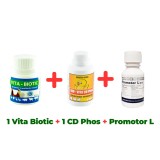 Antibiotic natural pasari Vita Biotic 50 ml + Calciu pentru pasari Bio Vita CD Phos 100 ml + Complex nutritiv Promotor L 47.0 100 ml