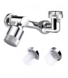 Extensie Robinet Rotativa, Adaptor Apa Baterie, Universal, Rotatie de 1080 &deg;, Functie de Economisire a Apei, Doua Moduri Dus / Bule, Argintiu, Oem