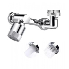 Extensie Robinet Rotativa, Adaptor Apa Baterie, Universal, Rotatie de 1080 &deg;, Functie de Economisire a Apei, Doua Moduri Dus / Bule, Argintiu