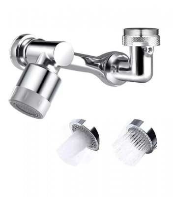 Extensie Robinet Rotativa, Adaptor Apa Baterie, Universal, Rotatie de 1080 &amp;deg;, Functie de Economisire a Apei, Doua Moduri Dus / Bule, Argintiu foto