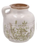 Vaza flori ceramica bej verde 16 x 15 x 16 cm