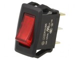Rocker Switch SPST 16A/12VDC ON-OFF cu LED roșu, Corp negru