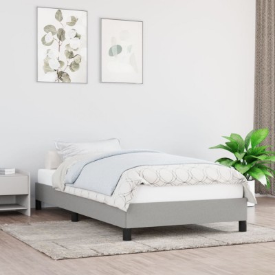 vidaXL Cadru de pat fără saltea, gri deschis, 90x190 cm, textil foto