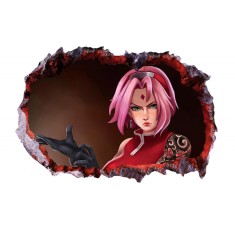 Sticker decorativ, gaura in perete 3D, Naruto, 85 cm, 1029STK
