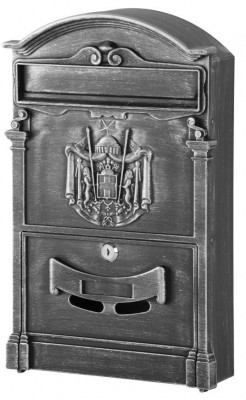 Cutie poștală ALU, aluminiu, argintiu antic, poștală, 255x90x410 mm foto