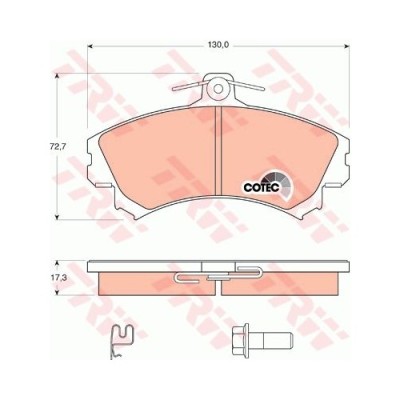 Placute frana Mitsubishi Colt Czc Cabriolet, 05.2006-07.2009, Colt 6, 10.2002-12.2012, Forfour, 01.2004-06.2006, Motorizare 1.5 / 1.1, TRW foto