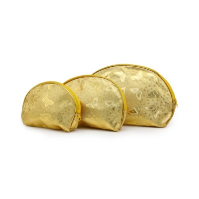 Set 3 genti pentru cosmetice, culoare aurie foto