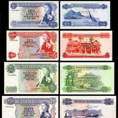 4 reproduceri Seria 1967 ,bancnote specimen Bank of Mauritius.