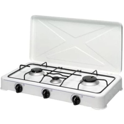 Aragaz cu 3 Ochi FOXMAG24, Tip Plita, Cu Capac, Tabla Emailata, Robinet de Gaz cu Siguranta, 2300W/1600W/900w, Consum 0,380 kg/h, 30 mbar, Alb foto