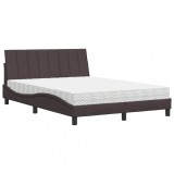 Cumpara ieftin Pat cu saltea, Hanko, maro inchis, 140x200 cm, textil