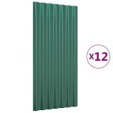 Panouri de acoperis 12 buc. otel galvanizat verde 80x36 cm