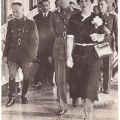 5495 - Regele MIHAI, M-lul Ion ANTONESCU, Regina ELENA - old Press Photo - 1940