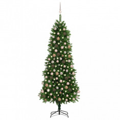 Brad de Crăciun artificial cu LED-uri/globuri verde 240 cm