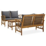 Gossi set mobilier gradina cu perne, 3 piese, lemn masiv de acacia