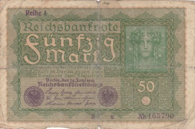 GERMANIA 50 marci 1919 F+!!! foto