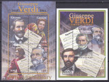 DB1 Pictura Guyana Compozitori Giuseppe Verdi 100 Ani MS + SS MNH, Nestampilat