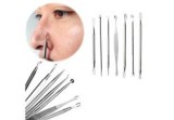 Set ustensile puncte negre, suport plastic, oțel inoxidabil, sterilizabile