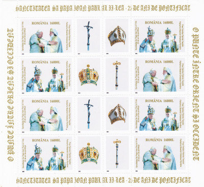 PAPA IOAN PAUL AL II-LEA,MINICOLI 4 serii,2003 RAR!,MNH,ROMANIA.Lp.Nr.1621b foto