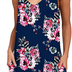 Femei Rochii de Vară Plajă Casual Tricou Plus Size Floral Mânecă Scurtă Loo