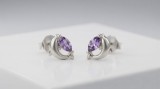 Cercei din Argint 925 in Forma de Delfin cu Zirconiu Violet