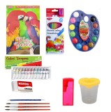 Kit Complet pentru Ora de Desen și Pictură Școlară, 10 Piese, Bloc Desen A4 170g, Tempera, Acuarele, Pensule Pelikan, Accesorii Faber-Castell