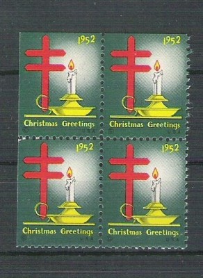 USA, Cinderella 1952 Christmas x 4, MNH, imperf. left L.071 foto