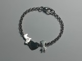 Bratara din argint catel, inima si fetita #47
