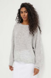 American Vintage pulover din amestec de lana PULL BOULE ML COL ROND femei, culoarea gri, light, YAN18DE24