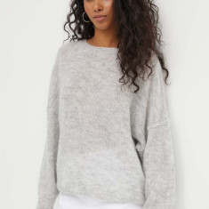 American Vintage pulover din amestec de lana PULL BOULE ML COL ROND femei, culoarea gri, light, YAN18DE24