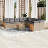 vidaXL Set canapele de grădină cu perne, 11 piese, bej, poliratan 3260442