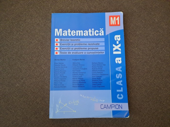 MATEMATICA EXERCITII SI PROBLEME FILIERA TEORETICA CLASA A IX-A M1 BURTEA