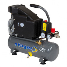 Compresor de aer cu piston Stager HM1010K, 6 L, 8 bar, 126 L min, 1 CP, monofazat foto