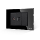 Cumpara ieftin Priza TV + Internet Luxion 3M cu rama din sticla, standard italian, negru