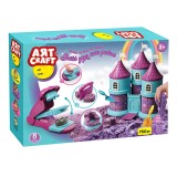 Set creativ cu nisip Kinetic Princess Castle Art Craft, 750 g, 3 vehicule, 3 ani+