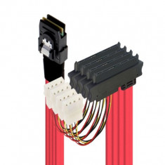 Cablu Mini SAS (SFF-8087) la 4 SATA cu alimentare Molex foto