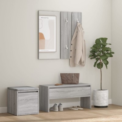 Set de mobilier pentru hol, gri sonoma, lemn prelucrat foto