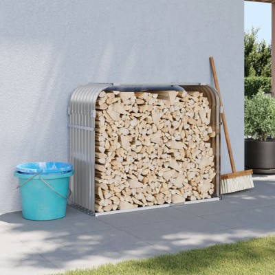 Gossi suport de busteni, gri deschis, 120x45x100 cm, otel galvanizat foto
