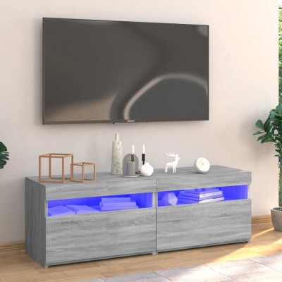 vidaXL Comodă TV cu lumini LED, gri sonoma, 120x35x40 cm foto