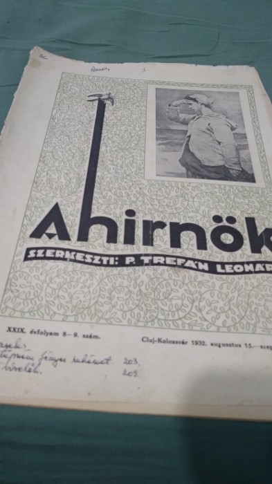 REVISTA A HIRNOK CLUJ-KOLOZSVAR 1932 NR.8-9 INTERBELICA IN MAGHIARA