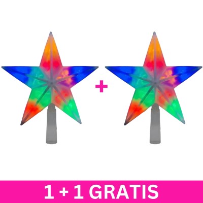Varf pentru brad tip stea ZH262 LED, multicolor, 220V, 1+1 gratis foto