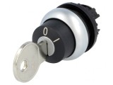 Comutator Rotativ cu Cheie 22mm 2 Poziții Negru M22-WRS