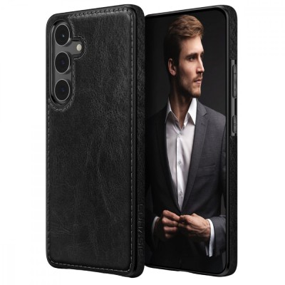 Husa de telefon compatibila Samsung Galaxy S23, Piele, Anti Alunecare, Anti Zgarieturi, Negru, Versatyx foto